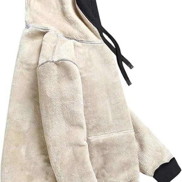 Women's Casual Winter Warm Fleece Sherpa Lined Pullover Hooded Sweatshirt - Picture 5 of 8